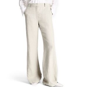 New TWP Howard‎ Linen Wide Leg Pants in Bone Size 12 High Rise Trousers